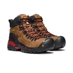 Hot CSA Hamilton Waterproof Boot (Carbon-Fiber Toe) Pour Homme  |  BISON/JESTER RED Homme Bottes Et Chaussures De Travail|Imperméable À L'eau