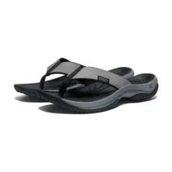 New Kona Leather Flip-Flop Pour Homme  |  Steel Grey/Black Homme Sandales