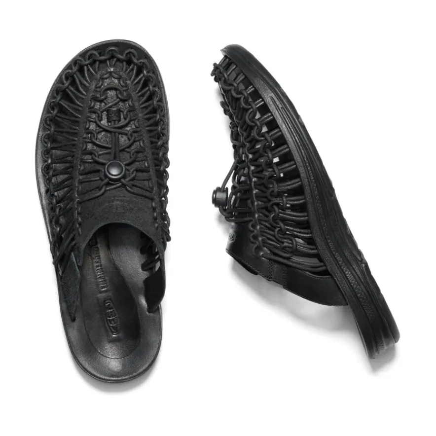 Store UNEEK Premium Leather Slide Pour Homme | Triple Black/Black Homme Chaussures À Enfiler